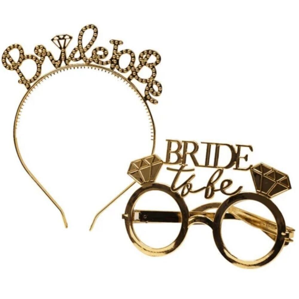 BRİDE TO BE PARTİ TAÇ - GÖZLÜK SET GOLD