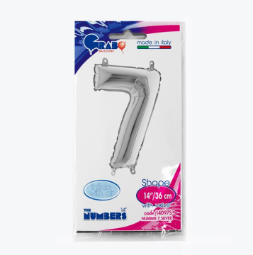 Rakam Folyo Balon 7 Gümüş 35 Cm (Grabo)
