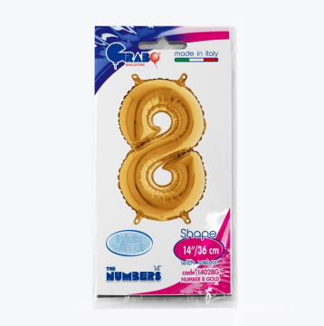 Rakam Folyo Balon 8 Gold 35 Cm (Grabo)
