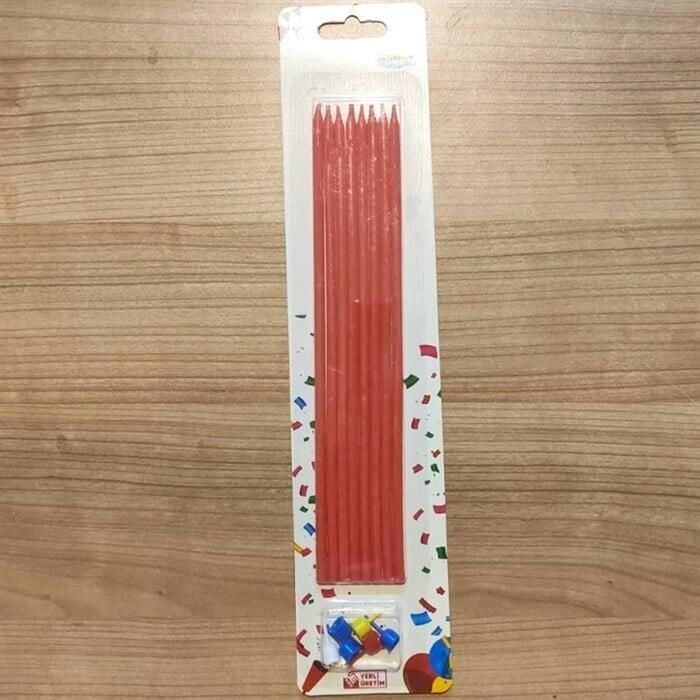 UZUN KIRMIZI MUM (8 Lİ) ( 30 CM )