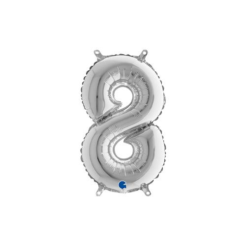 Rakam Folyo Balon 8 Gümüş 35 Cm (Grabo)