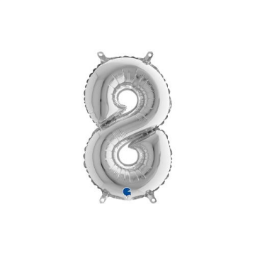 Rakam Folyo Balon 8 Gümüş 35 Cm (Grabo)