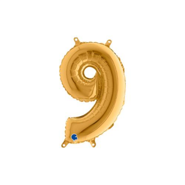Rakam Folyo Balon 9 Gold 35 Cm (Grabo)
