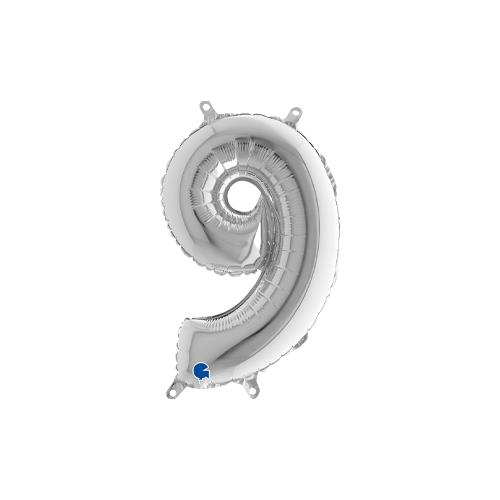 Rakam Folyo Balon 9 Gümüş 35 Cm (Grabo)