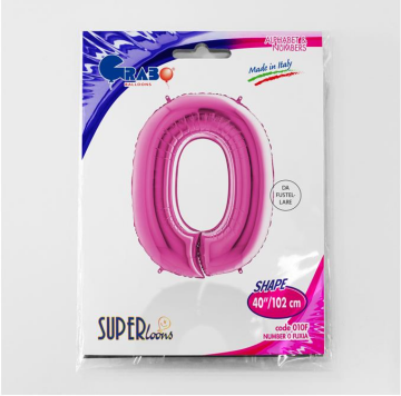 S/SHAPE FOİL BALON - NUMBER 0 PINK