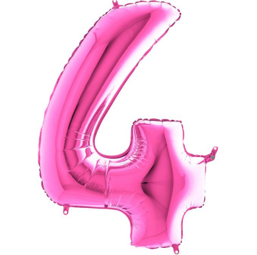 S/SHAPE FOİL BALON - NUMBER 4 PINK