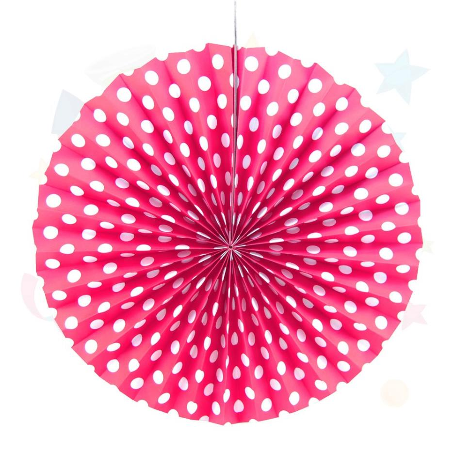 Karton Çark Süs Fuşya Puantiyeli