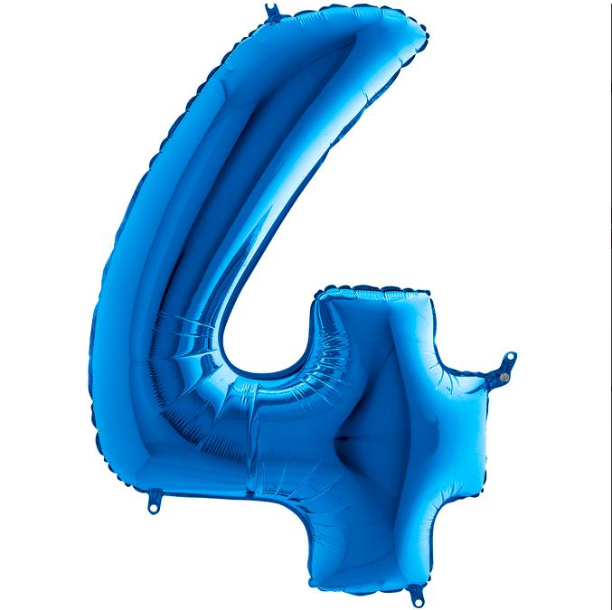 S/SHAPE FOİL BALON - NUMBER 4 BLUE