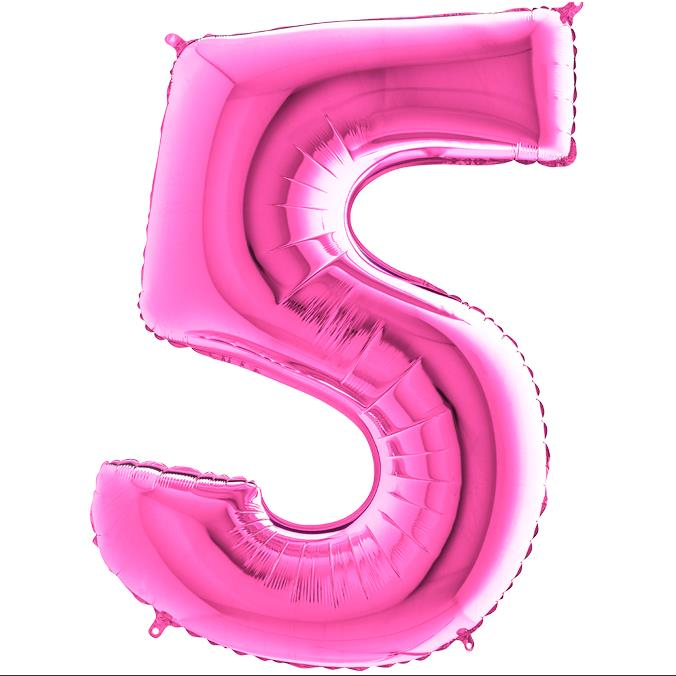 S/SHAPE FOİL BALON - NUMBER 5 PINK