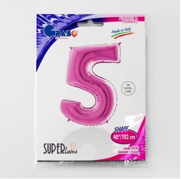 S/SHAPE FOİL BALON - NUMBER 5 PINK