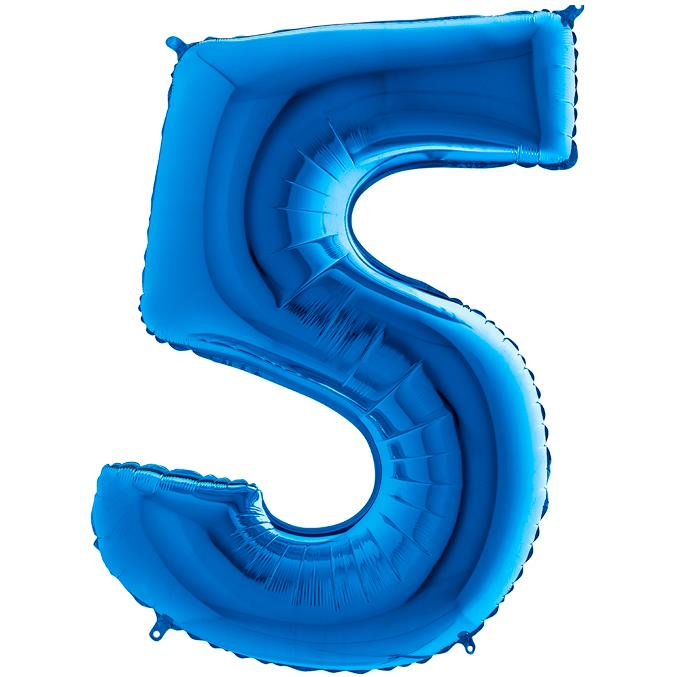 S/SHAPE FOİL BALON - NUMBER 5 BLUE