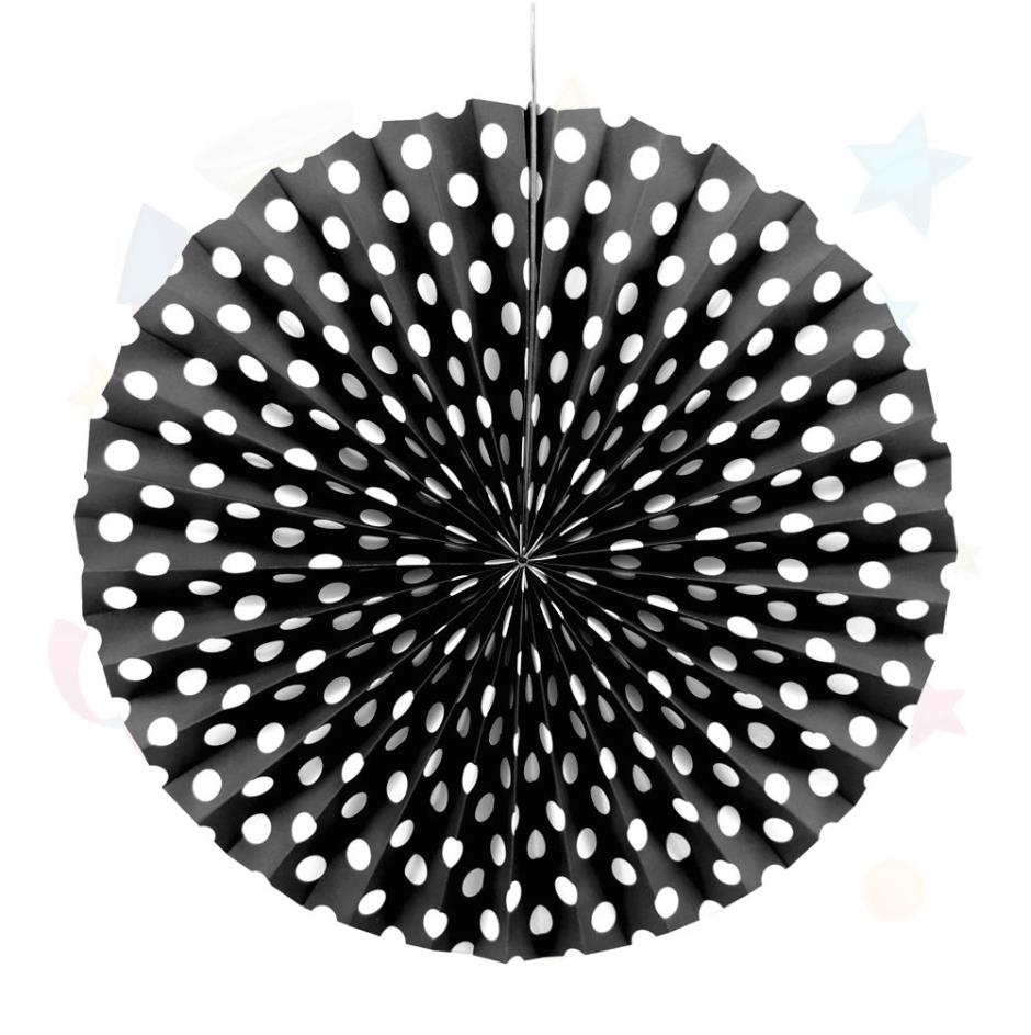 Karton Çark Süs Siyah Puantiyeli