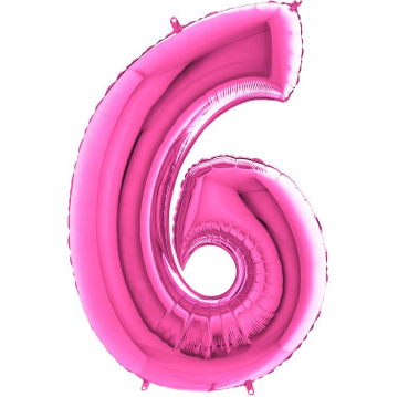 S/SHAPE FOİL BALON - NUMBER 6 PINK