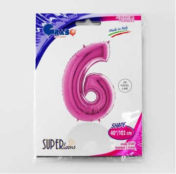 S/SHAPE FOİL BALON - NUMBER 6 PINK
