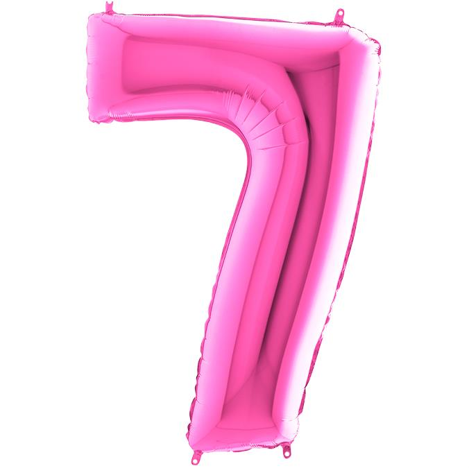 S/SHAPE FOİL BALON - NUMBER 7 PINK