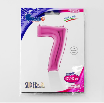 S/SHAPE FOİL BALON - NUMBER 7 PINK
