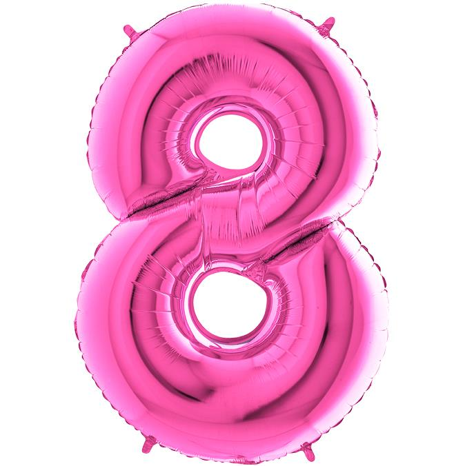 S/SHAPE FOİL BALON - NUMBER 8 PINK
