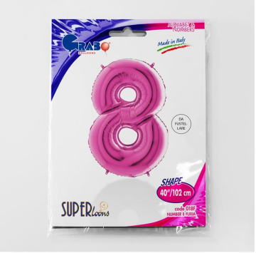 S/SHAPE FOİL BALON - NUMBER 8 PINK