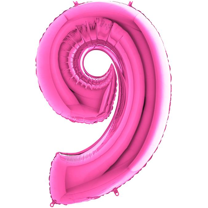 S/SHAPE FOİL BALON - NUMBER 9 PINK