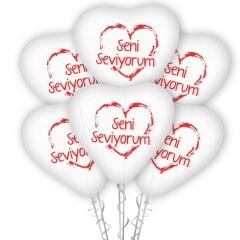 Seni Seviyorum Kırmızı Baskılı 12'' Balon Şeffaf ( 100 Adet)
