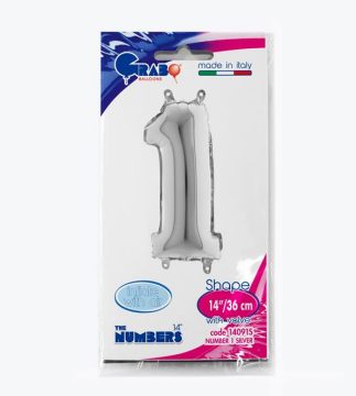 Harf Folyo Balon 1 Gümüş 35 Cm (Grabo)