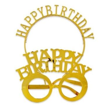 H.BIRTHDAY GÖZLÜK - TAÇ SET GOLD