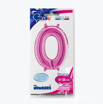 Rakam Folyo Balon 0 Pembe 35 Cm (Grabo)