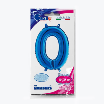 Rakam Folyo Balon 0 Mavi 35 Cm (Grabo)