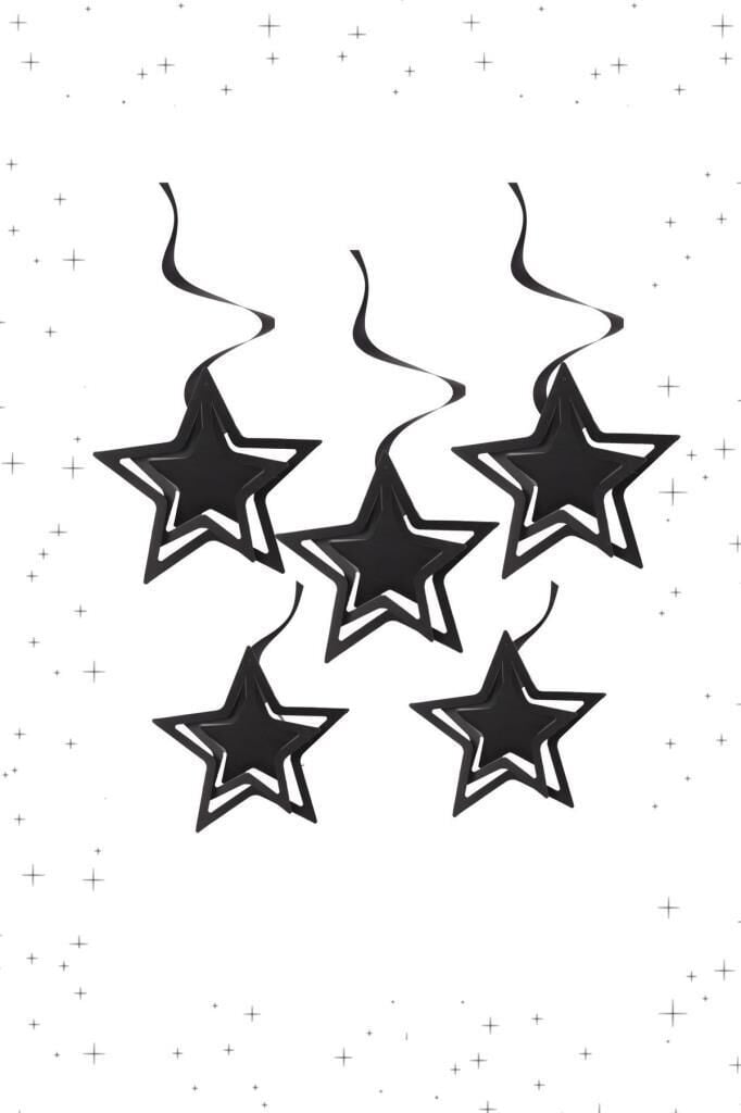 3 BOYUTLU YILDIZ TAVAN SARKIT SÜS - SİYAH