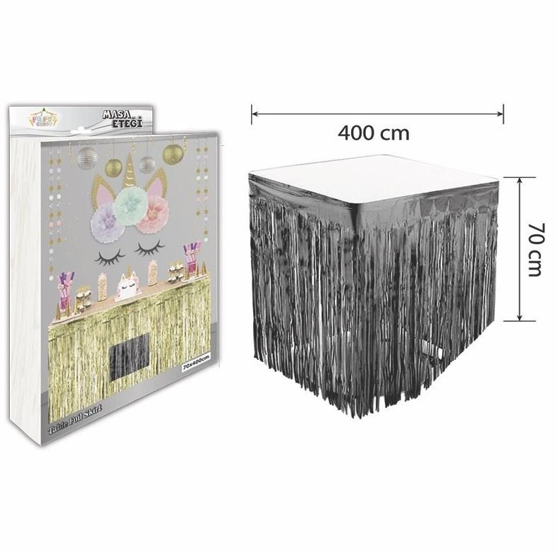 Metalize Masa Eteği Siyah