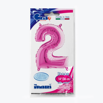 Rakam Folyo Balon 2 Pembe 35 Cm (Grabo)
