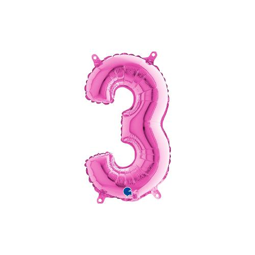 Rakam Folyo Balon 3 Pembe 35 Cm (Grabo)