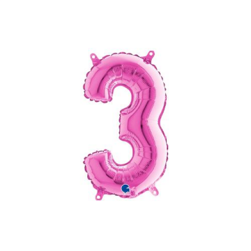 Rakam Folyo Balon 3 Pembe 35 Cm (Grabo)