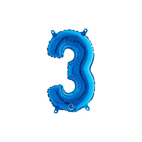 Rakam Folyo Balon 3 Mavi 35 Cm (Grabo)