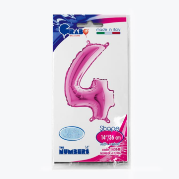 Rakam Folyo Balon 4 Pembe 35 Cm (Grabo)