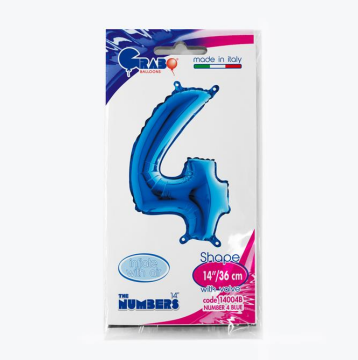 Rakam Folyo Balon 4 Mavi 35 Cm (Grabo)