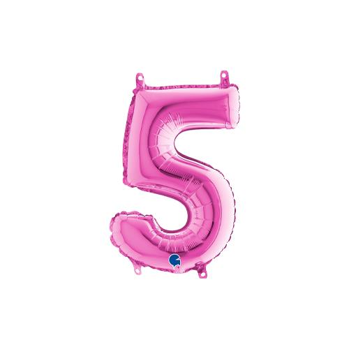 Rakam Folyo Balon 5 Pembe 35 Cm (Grabo)