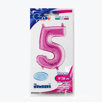 Rakam Folyo Balon 5 Pembe 35 Cm (Grabo)