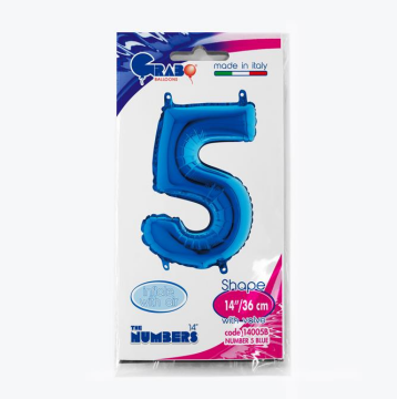 Rakam Folyo Balon 5 Mavi 35 Cm (Grabo)