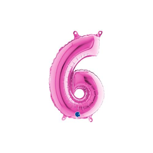 Rakam Folyo Balon 6 Pembe 35 Cm (Grabo)