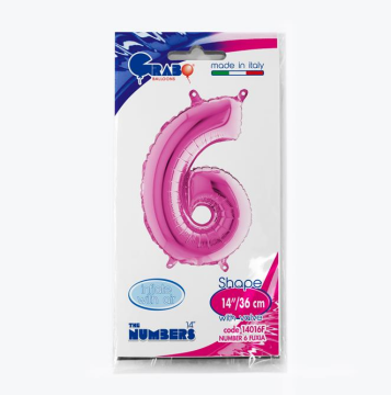 Rakam Folyo Balon 6 Pembe 35 Cm (Grabo)