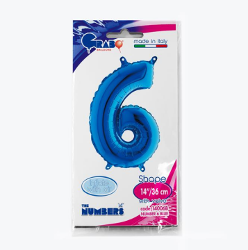 Rakam Folyo Balon 6 Mavi 35 Cm (Grabo)