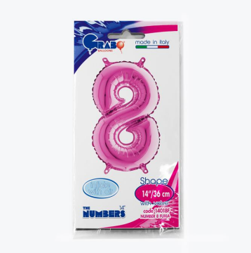 Rakam Folyo Balon 8 Pembe 35 Cm (Grabo)