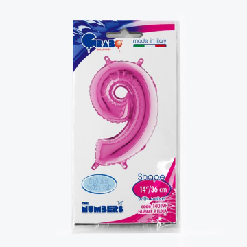 Rakam Folyo Balon 9 Pembe 35 Cm (Grabo)