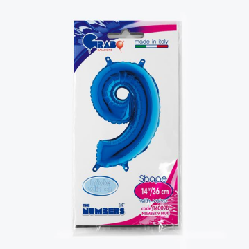 Rakam Folyo Balon 9 Mavi 35 Cm (Grabo)