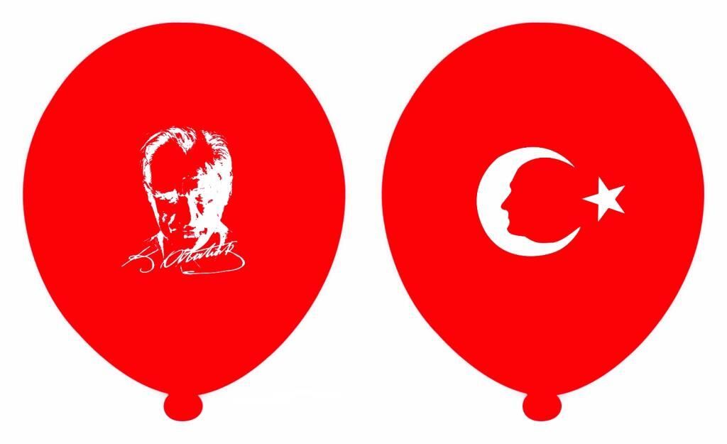 1+1 Ayyıldız Ata Baskılı Balon