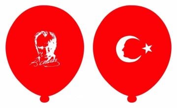 1+1 Ayyıldız Ata Baskılı Balon