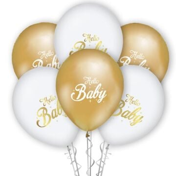 1+1 HELLO BABY BASKILI METALİK BALON