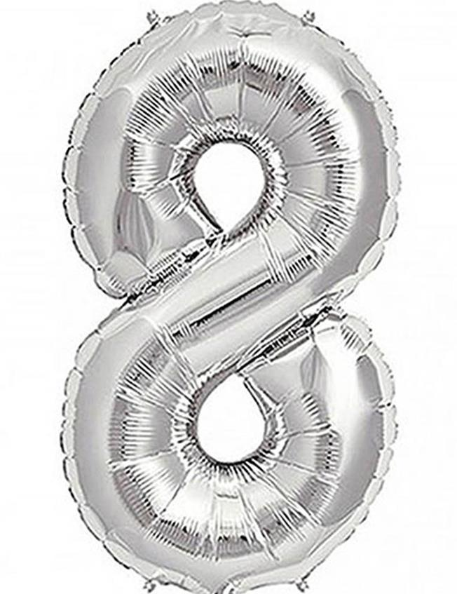 S/SHAPE FOLYO BALON RAKAM -8- GÜMÜŞ