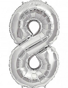 S/SHAPE FOLYO BALON RAKAM -8- GÜMÜŞ